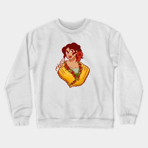 Mexicana con Rebozo Amarillo Crewneck Sweatshirt by The.Pretty.Latina